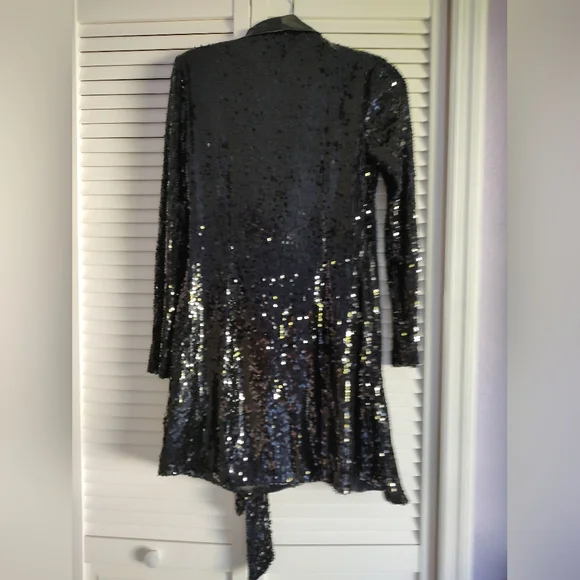Fashion Nova Sequin Tuxedo Style Wrap Dress - Picture 6 of 6